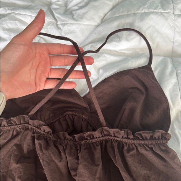 Primark Brown Babydoll Tank Top XS – Criss-Cross Back - Picture 10 of 10